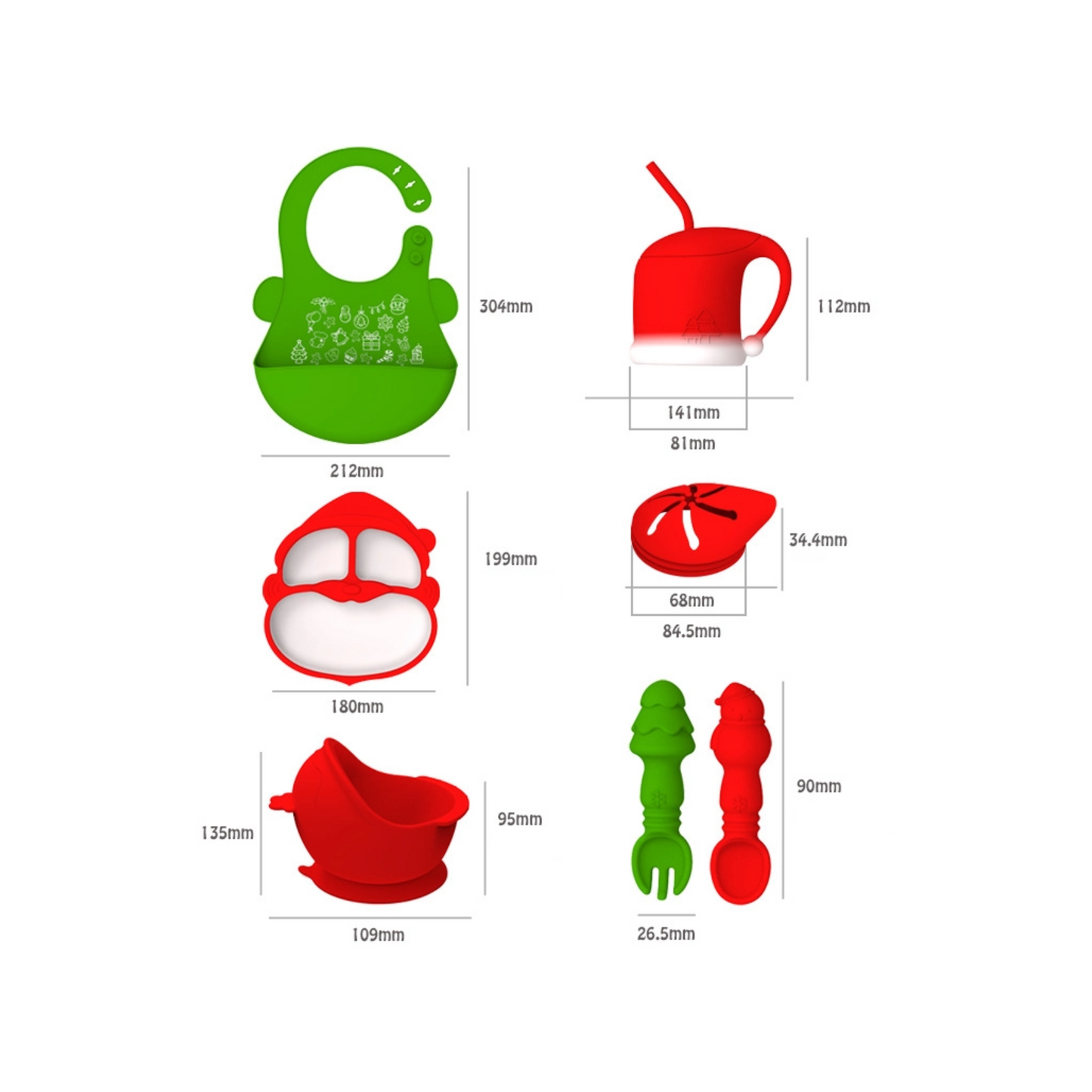 Christmas Baby Silicone Feeding Set | Cute Divided Plate & Spoon Set | BPA Free Toddler Tableware
