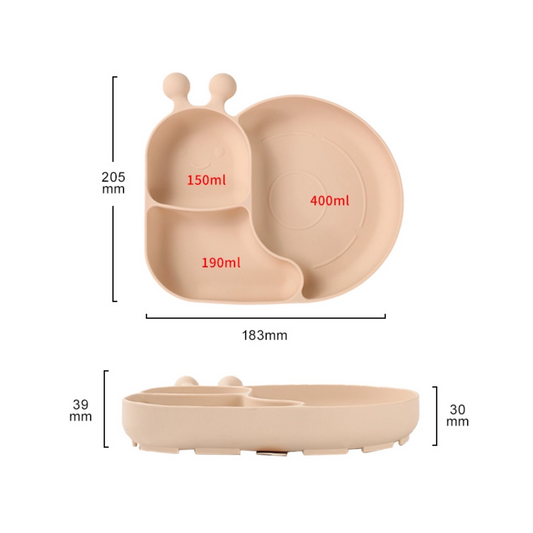 Snail Silicone Baby Feeding Plate | Divided Suction Dish | Non-slip Toddler Tableware | BPA Free Silicone Plate