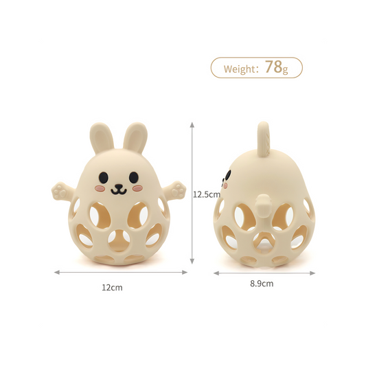 Manhattan teething ball | Animal rattle teether | Sensory grip training | Non-toxic color options | FDA Silicone