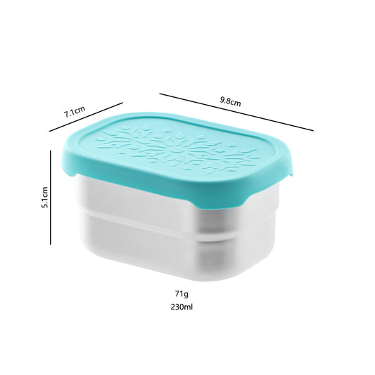 304 Stainless Steel Kids Snack Box|Leakproof Rectangular Lunch Container|Stackable Bento Box