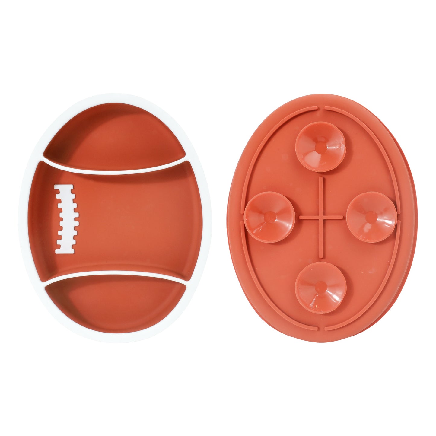 Rugby Football Shaped Silicone Baby Plate | Suction Divided Feeding Dish | Food Grade Toddler Tableware | Heat Resistant Silicone Plate