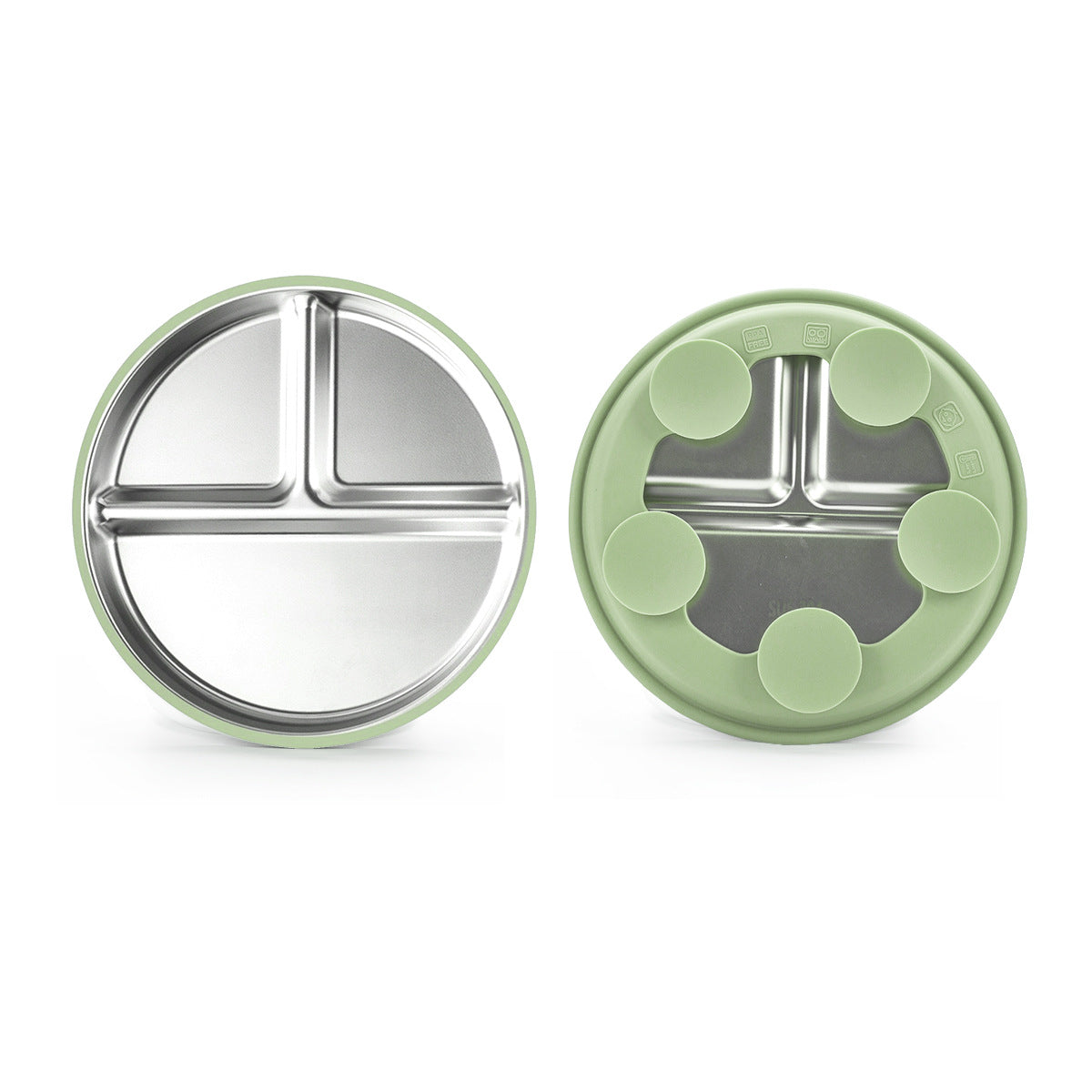 Stainless steel baby plate | Ultra-strong suction plate | Smiley partition plate | BLW feeding plate | Heat/cold resistant plate