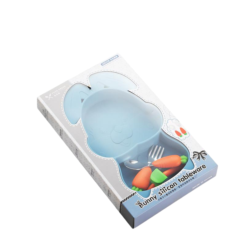 Bunny Silicone Baby Plate Set | 304 Stainless Utensils | Super-Strong Suction Base | Self-Feeding Training Dish