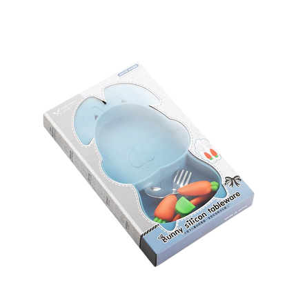 Silicone Baby Feeding Set | Bunny Suction Plate with Stainless Steel Utensils