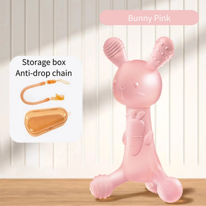 Medical-Grade Silicone Bunny Carrot Teether | Anti-Thumb Sucking