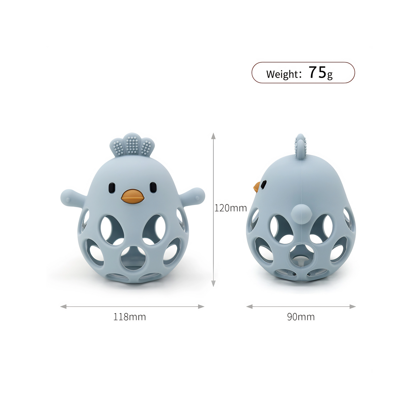 Manhattan teething ball | Animal rattle teether | Sensory grip training | Non-toxic color options | FDA Silicone