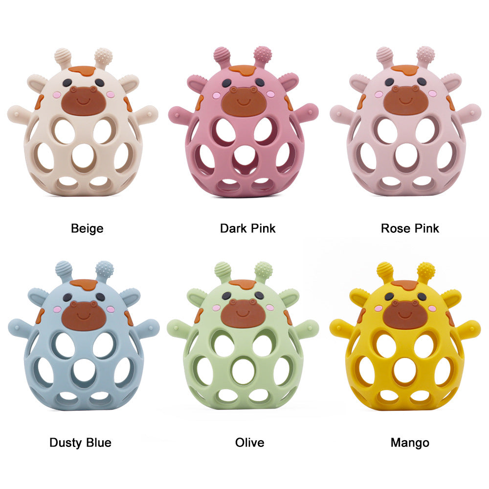 Manhattan teething ball | Animal rattle teether | Sensory grip training | Non-toxic color options | FDA Silicone