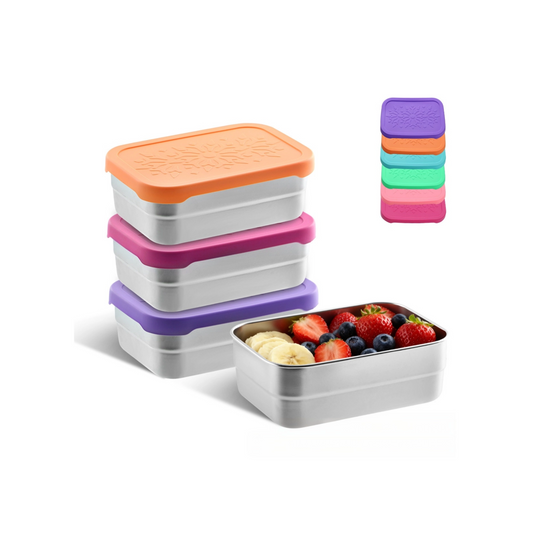 304 Stainless Steel Kids Snack Box｜Leakproof Rectangular Lunch Container｜Stackable Bento Box