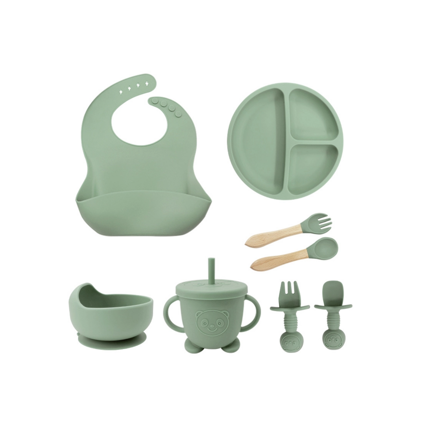 Baby Feeding Set 8PCS | Silicone Training Bowl for Toddlers | Food-Grade Baby Tableware Set