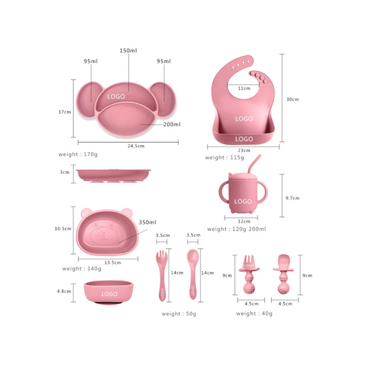 Silicone Baby Feeding Set | Koala Plate Panda Bowl | Baby Tableware Bib Bowl Spoon Set | Toddler Suction Dish for Self-Feeding