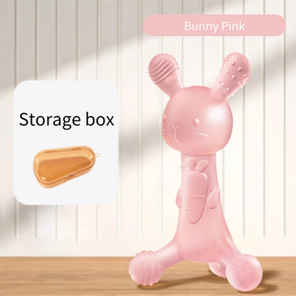 Medical-Grade Silicone Bunny Carrot Teether | Anti-Thumb Sucking