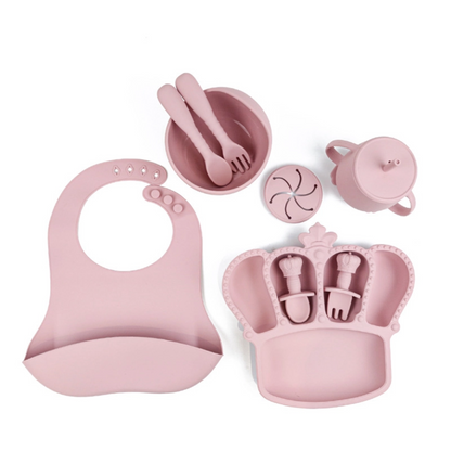 Silicone Baby Feeding Set | 9PCS Crown Toddler Tableware