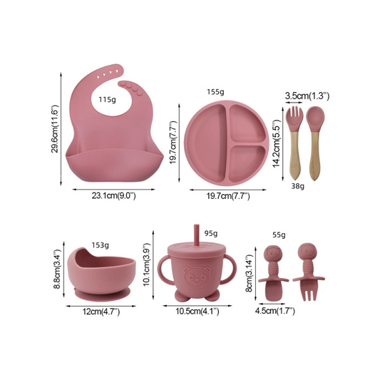 Baby Feeding Set 8PCS | Silicone Training Bowl for Toddlers | Food-Grade Baby Tableware Set