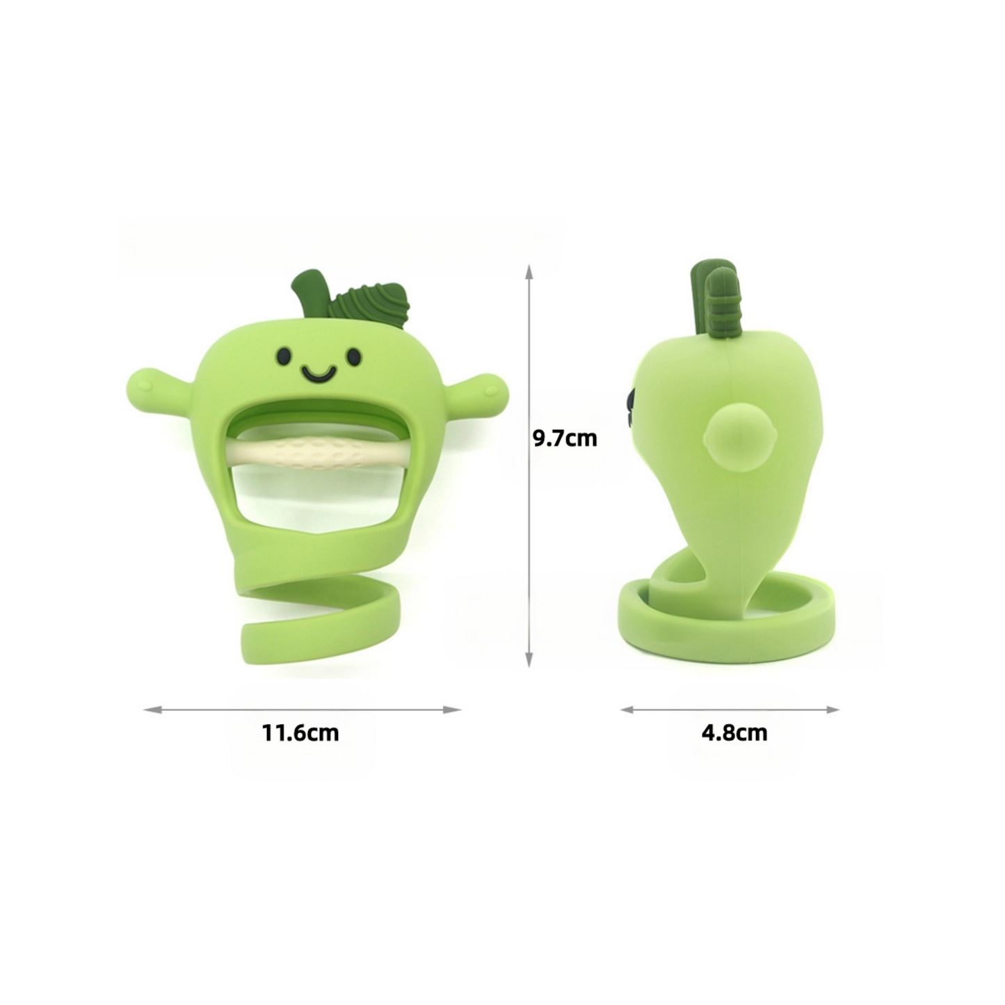 Baby teething mittens | FDA-grade silicone | Gum massage textures | Red/Green/Yellow apple | Thumb sucking solution