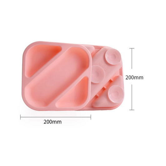 Food-Grade Silicone Baby Suction Plate | 3-Compartment Divided Toddler Plate | BPA-Free One-Piece Baby Feeding Dish | Non-Slip Infant Tableware | Heat & Cold Resistant