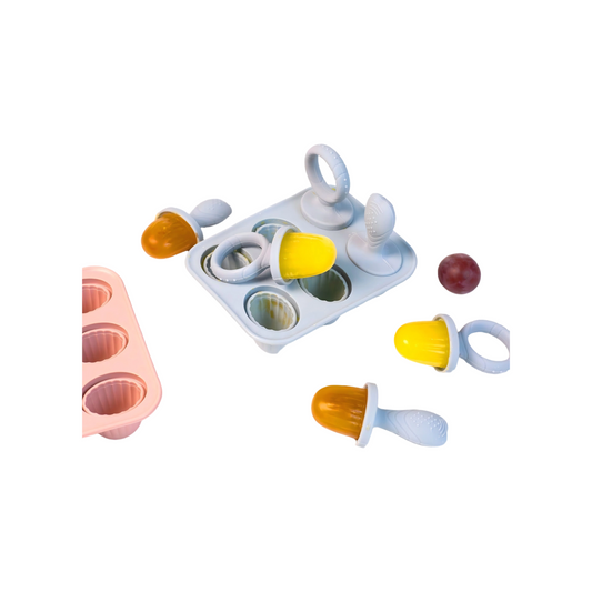 Baby Teething Ice Pop Mold | Food-Grade Silicone Popsicle Maker | 6-Cavity Ice Cream Mold | Baby Puree Freezer Tray