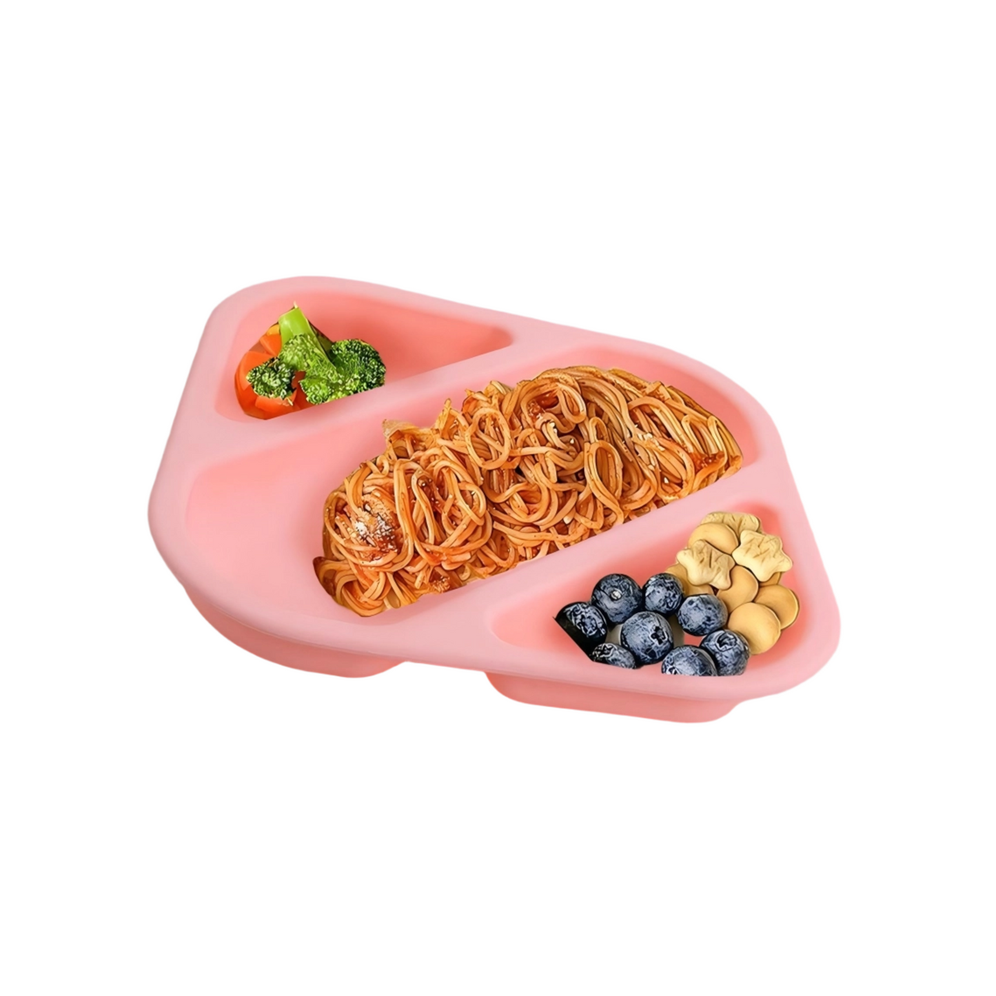 Food-Grade Silicone Baby Suction Plate | 3-Compartment Divided Toddler Plate | BPA-Free One-Piece Baby Feeding Dish | Non-Slip Infant Tableware | Heat & Cold Resistant
