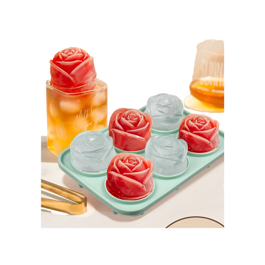 6-Cavity Rose Ice Mold | Silicone Rose Ice Cube Tray | Food-Grade Freezer Mold for Milk Tea & Drinks | Flexible Easy-Release Ice Maker