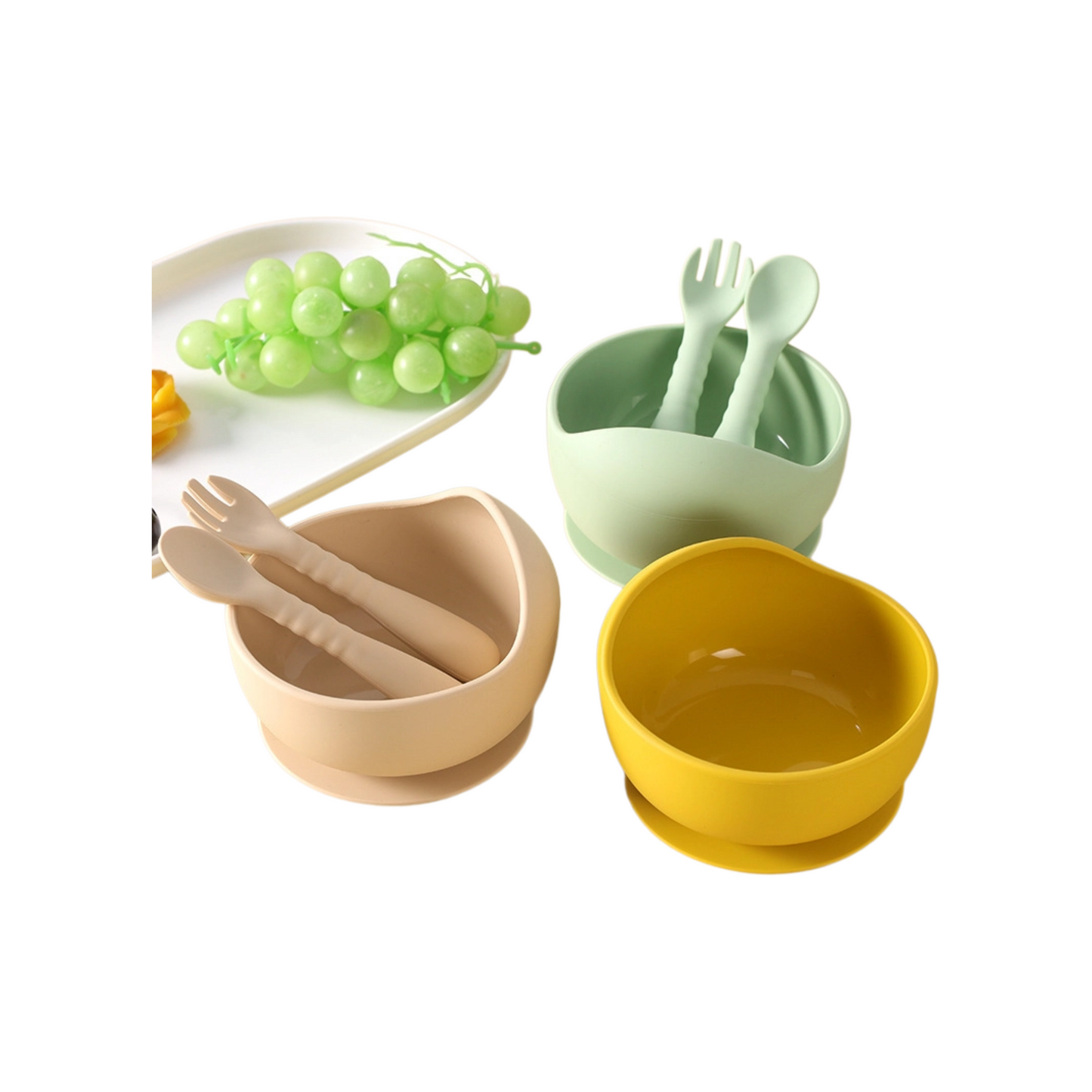 Snail Silicone Baby Suction Bowl and Spoon | Toddler Feeding Bowl | Non-slip Silicone Baby Tableware | BPA Free Weaning Dish