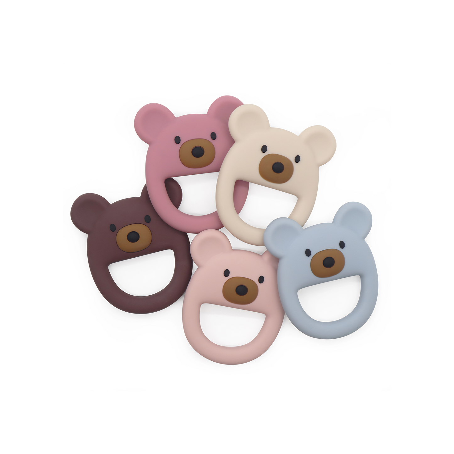 Bear shaped teether | Platinum silicone | Sensory stimulation | 5 pastel colors | Teething sleep aid | Baby Sensory Chew Bear