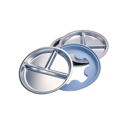 Stainless Steel Baby Suction Plate | Smiley Divided BLW Feeding Plate