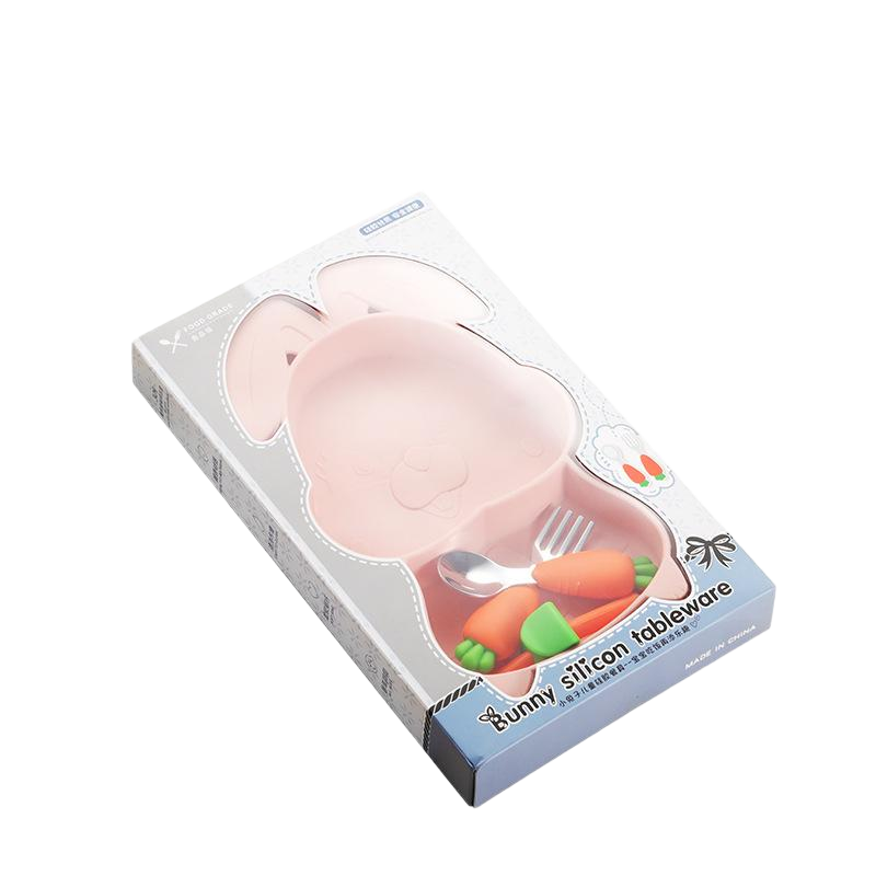Bunny Silicone Baby Plate Set | 304 Stainless Utensils | Super-Strong Suction Base | Self-Feeding Training Dish