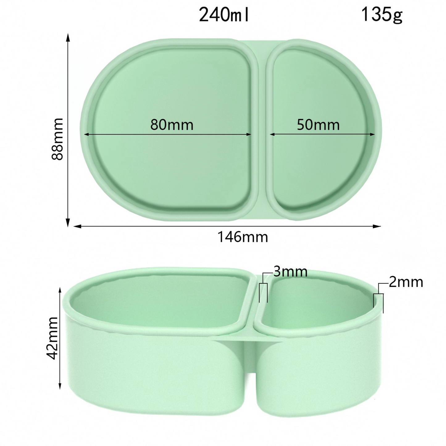 Silicone Lunch Box Set | Microwave Safe Heating Bento Box | Food Grade Divided Storage Container | Reusable Meal Prep Box