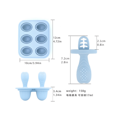 Silicone Baby Teething Ice Pop Mold | 6-Cavity Puree Freezer Tray