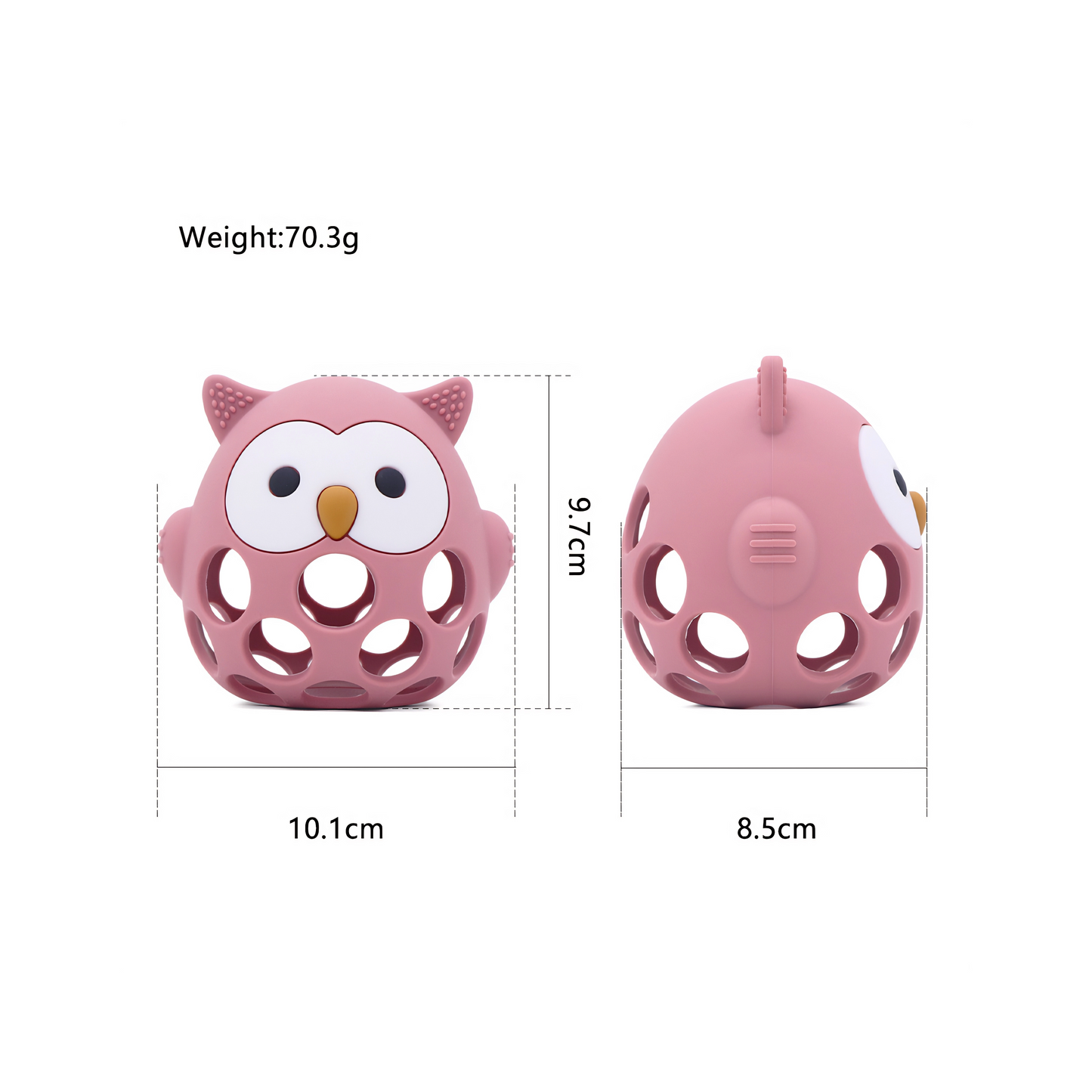 Manhattan teething ball | Animal rattle teether | Sensory grip training | Non-toxic color options | FDA Silicone