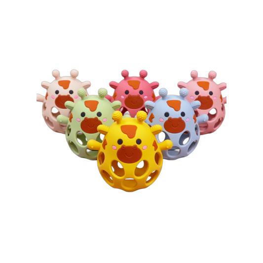 Manhattan teething ball | Animal rattle teether | Sensory grip training | Non-toxic color options | FDA Silicone