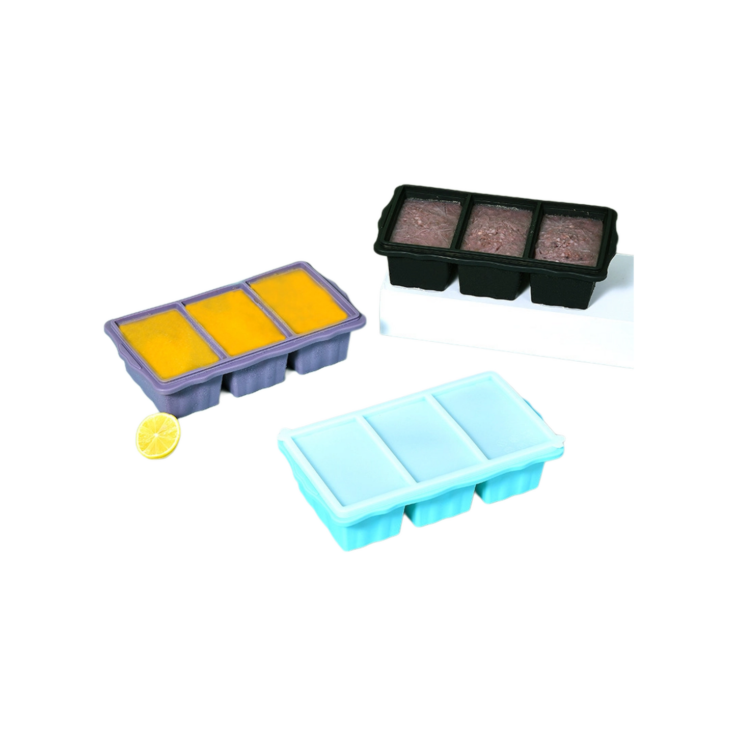 Hot Sale Silicone Ice Cube Tray with Lid | Food Grade Freezer Storage Box | Baby Food Container | Reusable Ice Mold for Home Use