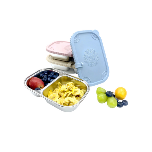 Leak-Proof Bento Box | Silicone Lid 2-Compartment Lunch Box