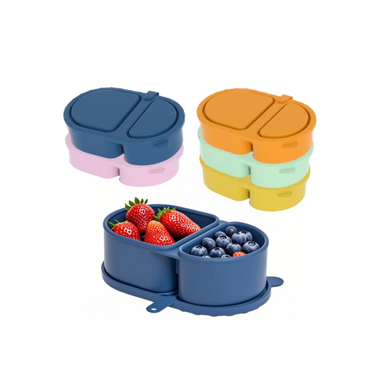 Silicone Lunch Box Set | Microwave Safe Heating Bento Box | Food Grade Divided Storage Container | Reusable Meal Prep Box
