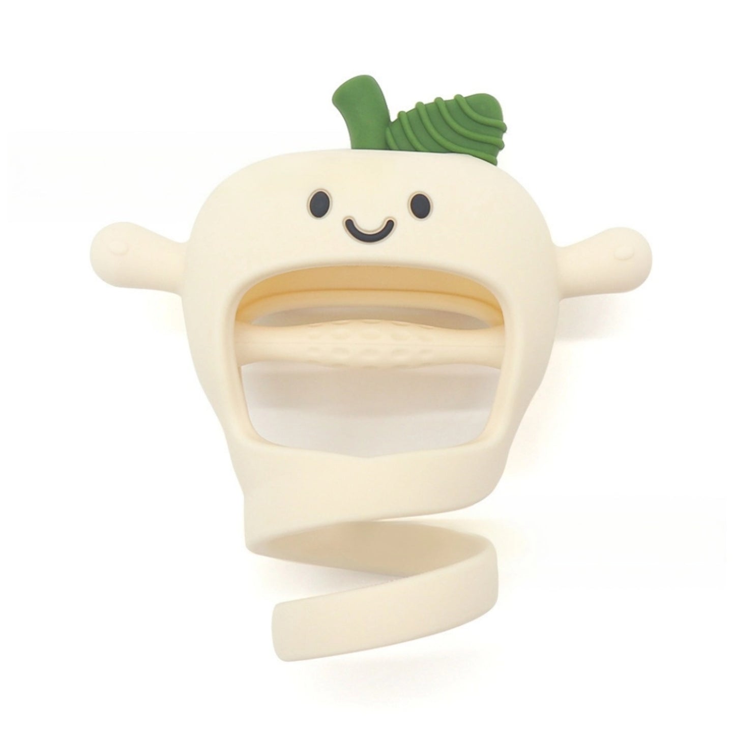 Baby teething mittens | FDA-grade silicone | Gum massage textures | Red/Green/Yellow apple | Thumb sucking solution