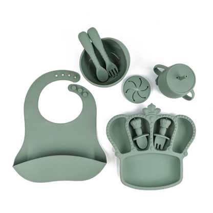 Silicone Baby Feeding Set | 9PCS Crown Toddler Tableware