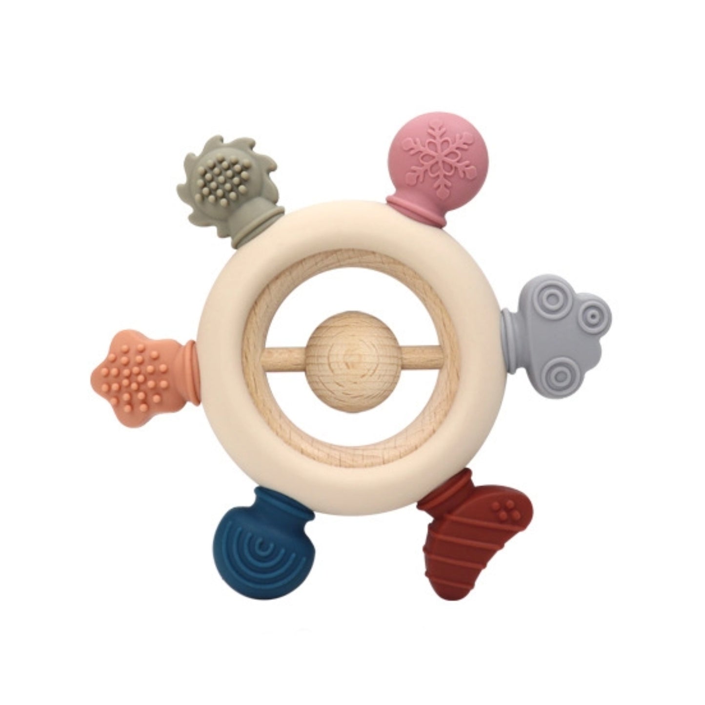 BESTSELLER teething ring | Eco wood silicone teether | Anti-drop / Hand training | BPA-Free & Phthalate-Free | Natural wood / Clear option