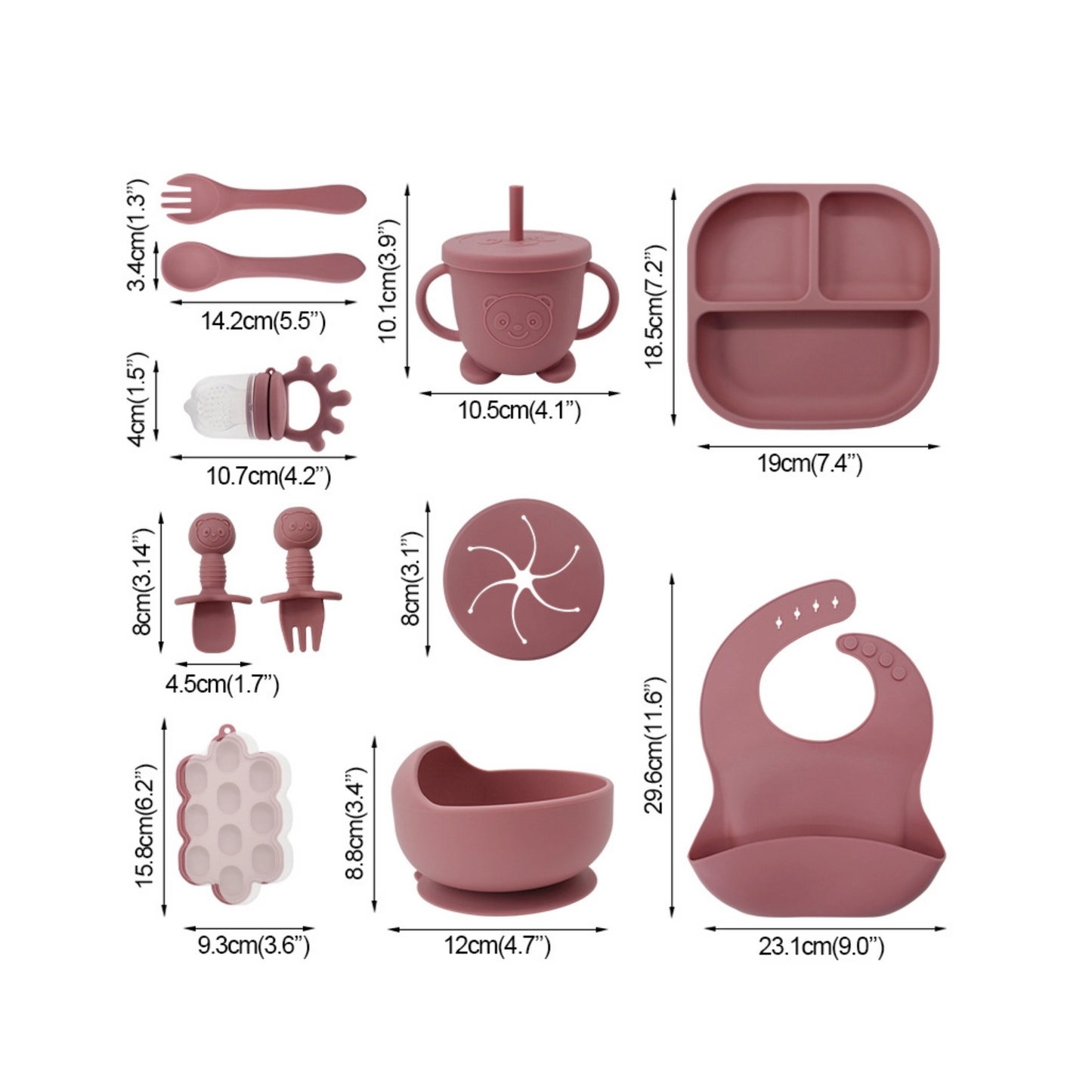 Baby Silicone Feeding Set | 13-Piece Food-Grade Tableware Kit | Non-Slip Suction Bowl + Spoon + Plate | Waterproof Bib Included | BPA-Free & Dishwasher Safe