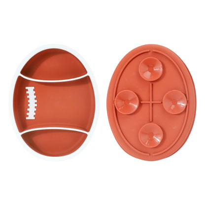Silicone Baby Suction Plate | Rugby Shaped Divided Feeding Plate