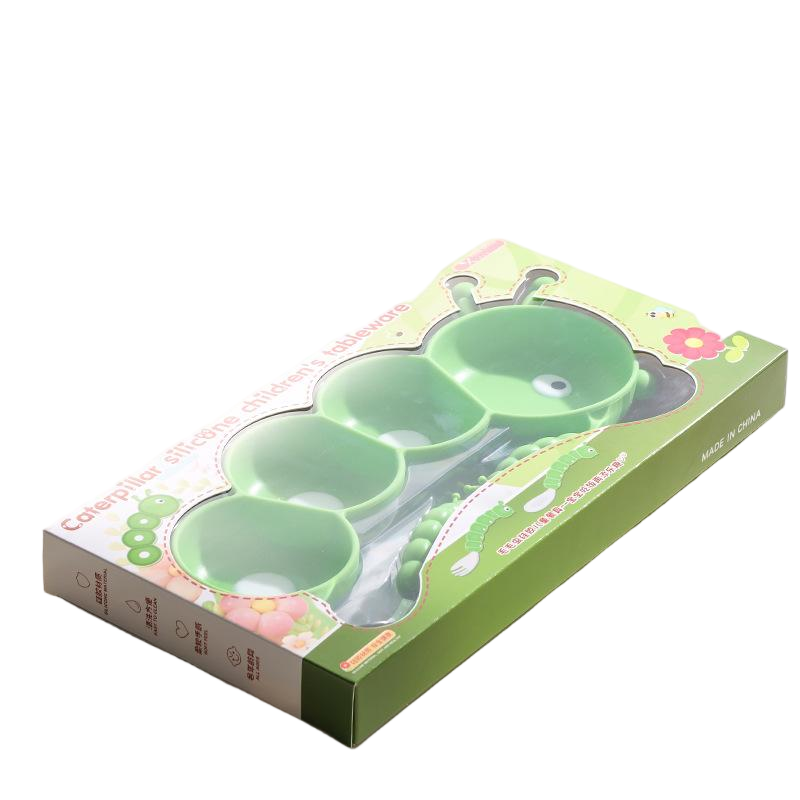 Colorful Caterpillar Baby Plate Set | 304 Stainless Steel Utensils | Non-Slip Suction Base | Divided Toddler Feeding Dish