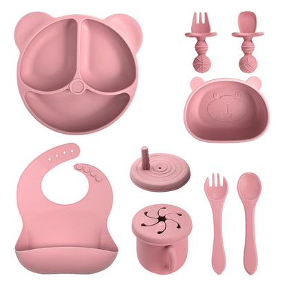 Silicone Baby Feeding Set | 8PCS Bear Suction Tableware Starter Kit