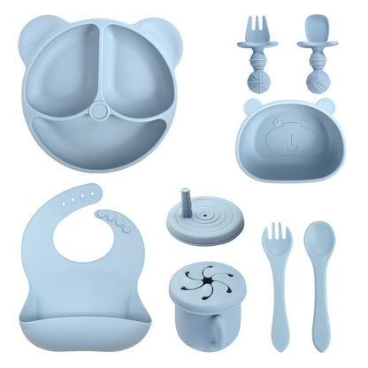 Silicone Baby Feeding Set | 8PCS Bear Suction Tableware Starter Kit