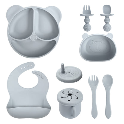 Silicone Baby Feeding Set | 8PCS Bear Suction Tableware Starter Kit