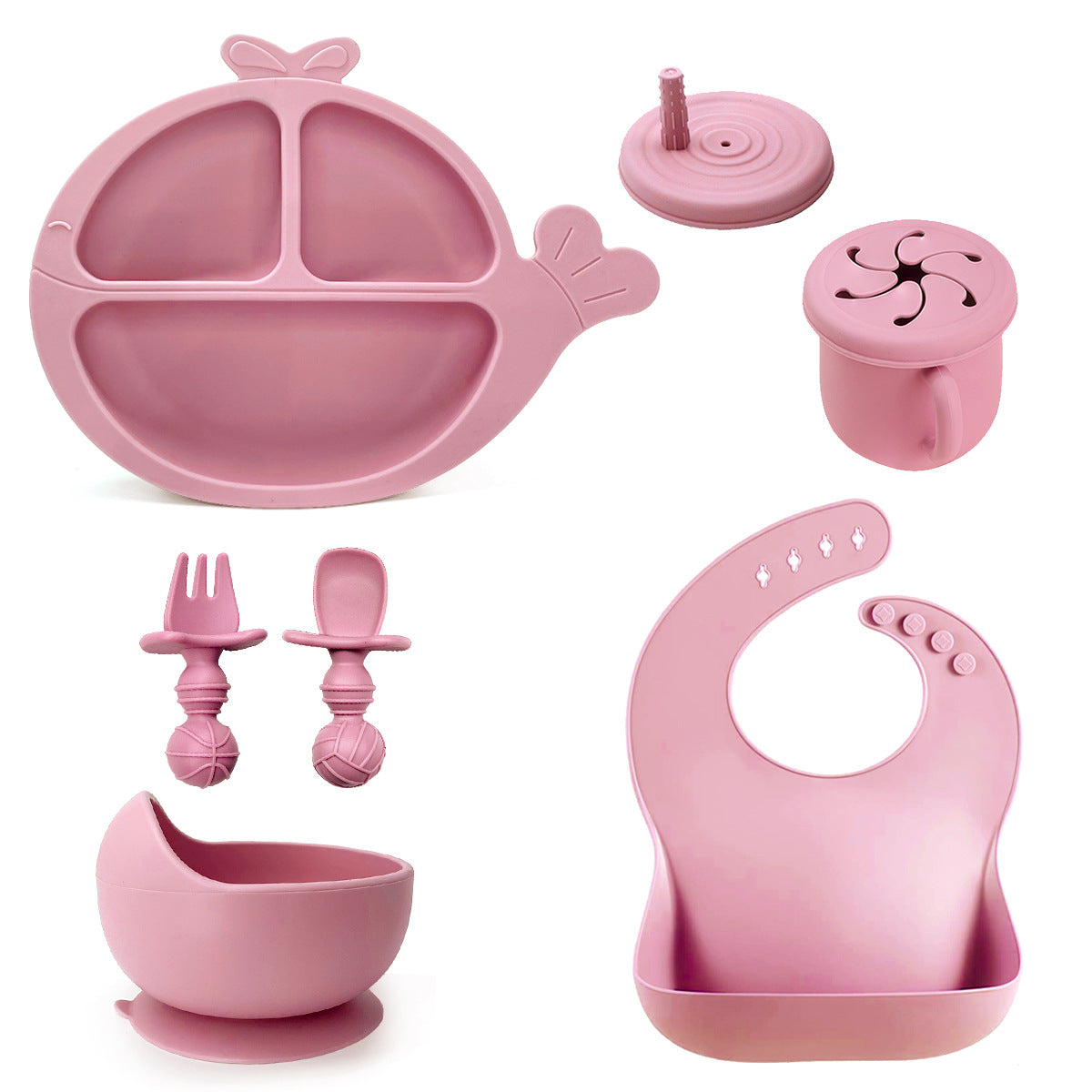 Best Seller Baby Divided Plate | Silicone Toddler Tableware Set | Whale Plate & Snail Bowl for Kids | BPA Free Non-Slip Baby Feeding Set