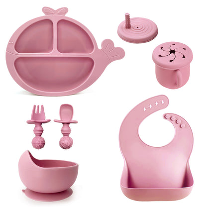 Silicone Baby Feeding Set | Whale Divided Plate & Snail Suction Bowl