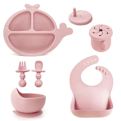Silicone Baby Feeding Set | Whale Divided Plate & Snail Suction Bowl