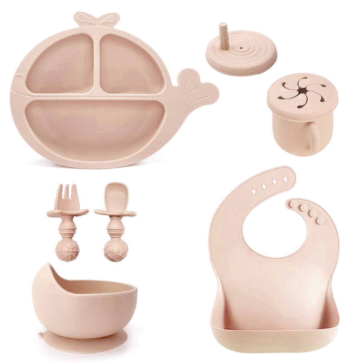 Best Seller Baby Divided Plate | Silicone Toddler Tableware Set | Whale Plate & Snail Bowl for Kids | BPA Free Non-Slip Baby Feeding Set