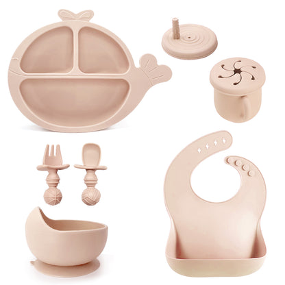 Silicone Baby Feeding Set | Whale Divided Plate & Snail Suction Bowl