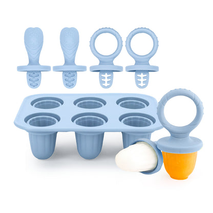 Silicone Baby Teething Ice Pop Mold | 6-Cavity Puree Freezer Tray
