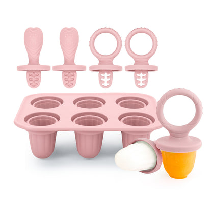 Silicone Baby Teething Ice Pop Mold | 6-Cavity Puree Freezer Tray