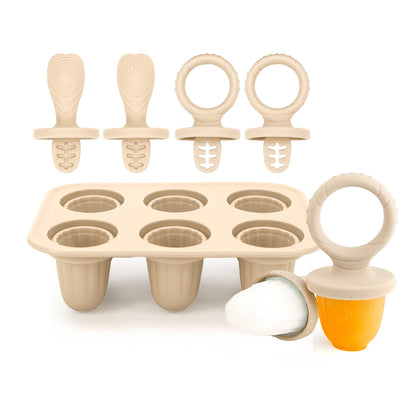Silicone Baby Teething Ice Pop Mold | 6-Cavity Puree Freezer Tray